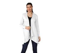 Women'S Long Sleeve Waterfall Cardigan Ribbed Knit Lightweight Open Front Draped Casual Solid Color Irregular Hem Cardigans Elegant Ladies Jacket With Pockets For Spring Summer Autumn White 5Xl