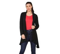 Women'S Long Sleeve Waterfall Cardigan Ribbed Knit Lightweight Open Front Draped Casual Solid Color Irregular Hem Cardigans Elegant Ladies Jacket With Pockets For Spring Summer Autumn Black 5Xl