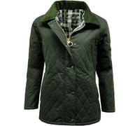 Womens Long Sleeve Waxed Cotton Quilted Jacket Ladies Classic Diamond Quilt Padded Warm Winter Jacket (Olive Medium)
