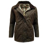 Womens Long Sleeve Waxed Cotton Quilted Jacket Ladies Classic Diamond Quilt Padded Warm Winter Jacket (Brown X-Large)