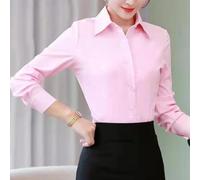 Women's Long Sleeve Work Shirts Professional Business Formal Tops Slim fits Office Blouse, For Daily Vacation Holiday Club Wear All Season Regular Length(XXL pink)
