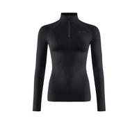 FALKE Women's Maximum Warm High Zip Neck W L/s Sh Functional Yarn Quick Dry 1 Piece Base Layer Top, Black 3000 Trend, L