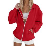 Women's Long Sleeve Zip-Up Sweatshirt - Lapel Collar with Pocket Coats, Large Size, Autumn and Winter, Solid Colour, Casual, Warm, Outdoor, Daily Jacket