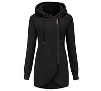 Women's Long Sleeve Zipper Hoodies Sweatshirt Jumper Jacket Coat Outwear Pullover Hoody Casual Soft Sweatshirts Hooded Top Long Zip Up Plain Hoodie Ladies Longline Plus Size Tops