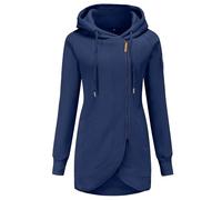 Women's Long Sleeve Zipper Hoodies Sweatshirt Jumper Jacket Coat Outwear Pullover Hoody Casual Soft Sweatshirts Hooded Top Long Zip Up Plain Hoodie Ladies Longline Plus Size Tops