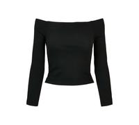 Urban Classics Women's Ladies Off Shoulder Rib Longsleeve T-Shirt, Black, XL