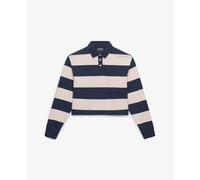 Superdry Athletic Essential Cropped Stripe Rugby Long Sleeve Polo Blue 2XS Woman