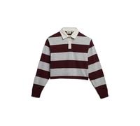 Superdry Athletic Essentials Cropped Stripe Rugby Top, Red, Size 12, Women Red