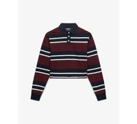 Women's long-sleeved polo shirt Superdry Athletic Essentials Stripe Rouge XS