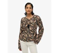 Women's long-sleeved printed blouse Superdry Noir XS