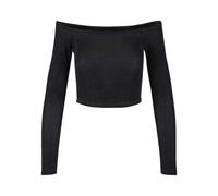 Urban Classics Women's Ladies Off Shoulder Glitter Longsleeve T-Shirt, Black, 5XL