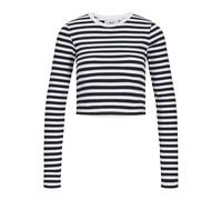 JJXX Women's Jxfeline Str Ls Rib Tee JRS Noos Longsleeve T-Shirt, Bright White/Stripes: Black, XS