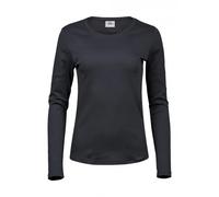 Ladies Long-Sleeved Interlock T-Shirt - Grey - Medium