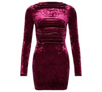 Women's long-sleeved velvet short dress Superdry Rouge M
