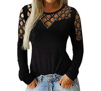 Womens Long Sleeves T-Shirt Tops Summer Round Neck Sexy Cold Shoulder Long Sleeves Rhinestone Hollow Long Sleeve Tops T-Shirt Women's Blouses T-Shirt Short Sleeve Tops Striped Loose Blouse Tee Shirts