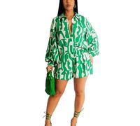Women's Long Sleve African Shirt and Shorts 2 Piece Outfits Casual Boho Blouse and Shorts 2 Piece Tracksuit Set