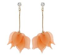 Women's Long Statement Petals Dangle Earrings Jewellery Accessory Orange Real Earrings For Men, one size, Plastic, No Gemstone
