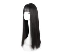 Women's Long Straight Black Wig with Bangs, 28.3" 72cm Heat-Resistant Synthetic Hair Wig for Women | Natural-Looking Fashion Wigs for Daily Use, Cosplay & Parties