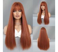 Women's long straight wig 26.77 feet natural synthetic wig with bangsLong straight European and American women's fashion wig E,68CM