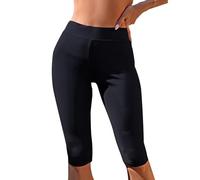 Women's Long Swim Shorts 3/4 Leg Capri Swimming Leggings Board Short Knee Length Bikini Bottom Trunks Quick Dry UPF50+ UV Protection Conservative Swimsuit Shorts Boyleg Beachwear Black
