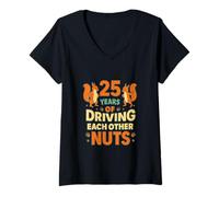 Womens Long Time Friends 25 Years Squirrel Humor Nuts V-Neck T-Shirt