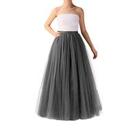 Womens Long Tulle Skirt,Pleated A Line Layered Tutu Skirt High Waist Boneless Wedding Mesh Puffy Long Tutu Skirt- Sales-Clearance Grey One Size