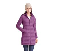 Women's long waterproof jacket, women's lightweight soft hooded parka down jacket, warm down jacket, hiking and anorak windbreaker quilted jacket, mid-season coat, coats and jackets, #01-purple, L