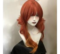 Women's Long Wavy Layered Wigs M-shaped Bangs Ombre Split Dye Realistic Goth Gothic lolita Style Wig (Burnt Orange)