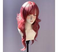 Women's Long Wavy Layered Wigs M-shaped Bangs Ombre Split Dye Realistic Goth Gothic lolita Style Wig (Watermelon red)