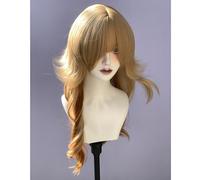 Women's Long Wavy Layered Wigs M-shaped Bangs Ombre Split Dye Realistic Goth Gothic lolita Style Wig (Gold brown)
