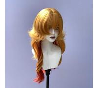 Women's Long Wavy Layered Wigs M-shaped Bangs Ombre Split Dye Realistic Goth Gothic lolita Style Wig (Gamboge and Tomato red)