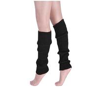 Women's Long Winter Leg Warmers, Winter Knitted Legwarmers, Girls' Boots, Boot Cover, Alpaca Socks for Autumn and Winter (Black, One Size)