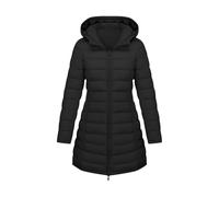Women's Long Winter Puffer Coat Uk Longline Lightweight Padded Jackets Ladies Hooded Zipper Windproof Down Jacket with Pockets Mid Length Quilted Thermal Parka Outwear Overcoat Hiking Climbing