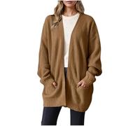 Women's Longline Cardigans Oversized Chunky Cardigan Knitting Long Sleeve Open Front Jumper Sweater Jackets Knit Outerwear with Pockets Ladies Coats Coatigans Knitwear Streetwear Coffee