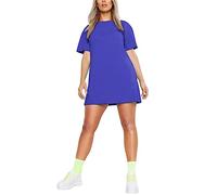 Womens Longline PJ Top T-Shirt Plain Short Sleeve Oversized Baggy Tunic Top Mini Nightdress Style Sleepwear Royal-16-26 Plus