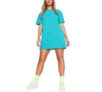 STAR FASHION Ladies Longline T-Shirt Plain Short Sleeve Oversized Baggy Tunic Mini PJ Dress Turquoise-8-16 Regular