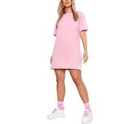 STAR FASHION Ladies Longline T-Shirt Plain Short Sleeve Oversized Baggy Tunic Mini PJ Dress Rose Pink-16-26 Plus