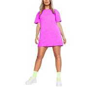 Womens Longline PJ Top T-Shirt Plain Short Sleeve Oversized Baggy Tunic Top Mini Nightdress Style Sleepwear Cerise-8-16 Regular