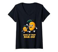 Womens Look At That Man-Go Funny Fruit Lover V-Neck T-Shirt