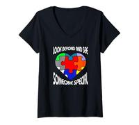 Womens Look Beyond and See Someone Special Disability Awareness V-Neck T-Shirt