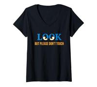 Women's Look But Please Don’t Touch Modern Graphic Eyes Design V-Neck T-Shirt