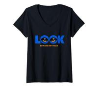Women's Look, but Please Don't Touch Graphic Statement Design V-Neck T-Shirt