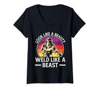 Women's Look Like A Beauty Weld Like A Beast V-Neck T-Shirt