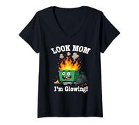 Womens Look Mom I'm Glowing! V-Neck T-Shirt