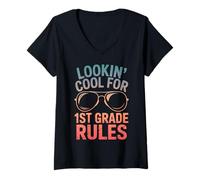 Womens Looking Cool For 1st Grade Back to School V-Neck T-Shirt