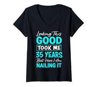 Women's Looking This Good Took Me 35 Years | Funny 35th Birthday V-Neck T-Shirt