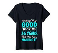Women's Looking This Good Took Me 36 Years | Funny 36th Birthday V-Neck T-Shirt