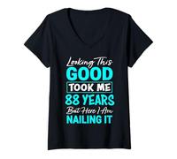 Women's Looking This Good Took Me 88 Years | Funny 88th Birthday V-Neck T-Shirt