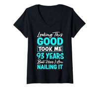 Women's Looking This Good Took Me 93 Years | Funny 93rd Birthday V-Neck T-Shirt