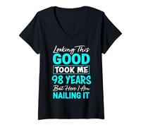 Women's Looking This Good Took Me 98 Years | Funny 98th Birthday V-Neck T-Shirt